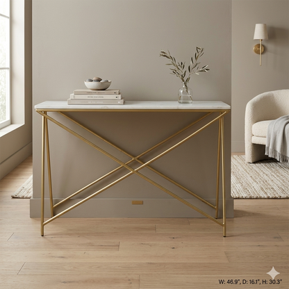 Xander Console Table with White Marble Top (Pick Up Only)