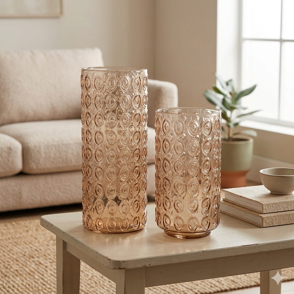 14"H Glass Vase- Pink