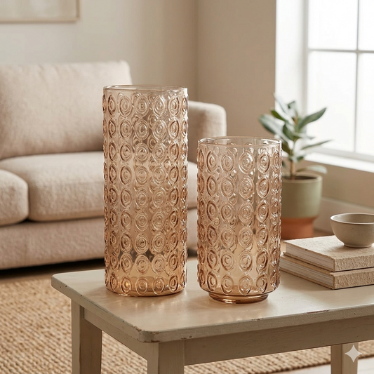 14"H Glass Vase- Pink