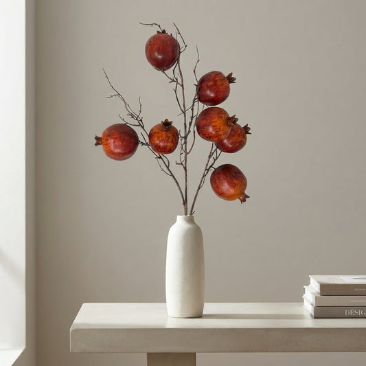 Faux Botanical Pomegranate Stem 34" - Red Orange | YS