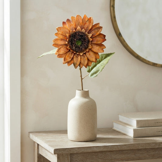 Vintage Fabric Sunflower Stem 27" - Tan | GT