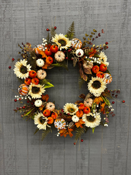 DIY Fall Floral Kit Using $1.99 Items WITHOUT Grapevine Wreath {Assembly Required}