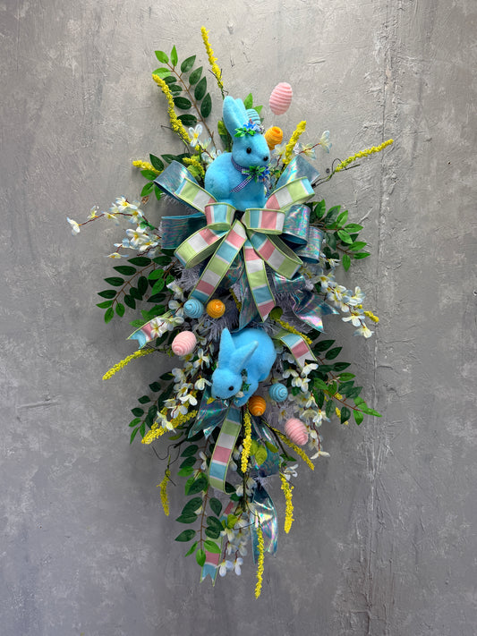 51" x 25" Playful Bunny Teardrop {Completed Swag}