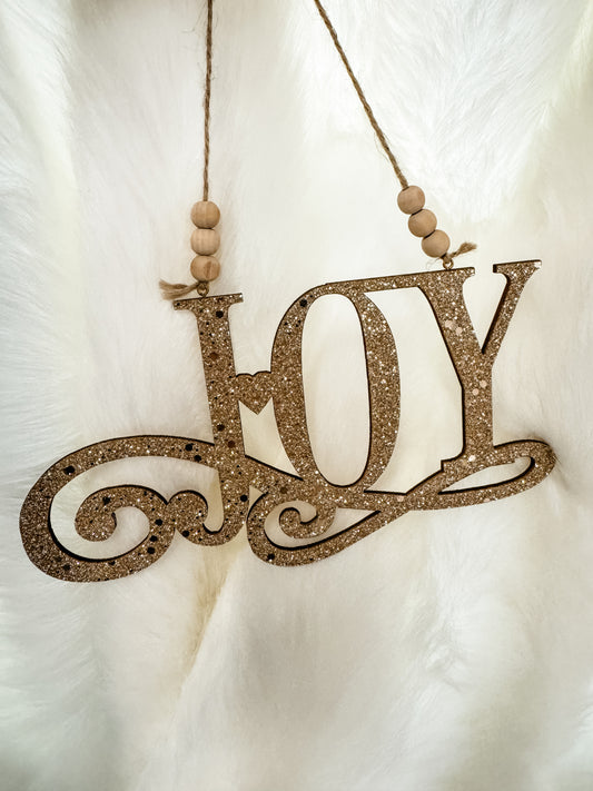 "Joy" Scroll Ornament - Champagne | QG