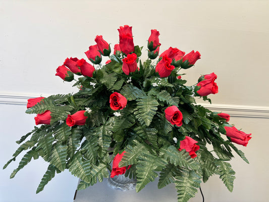 Red Rose Bud Saddle Arrangement