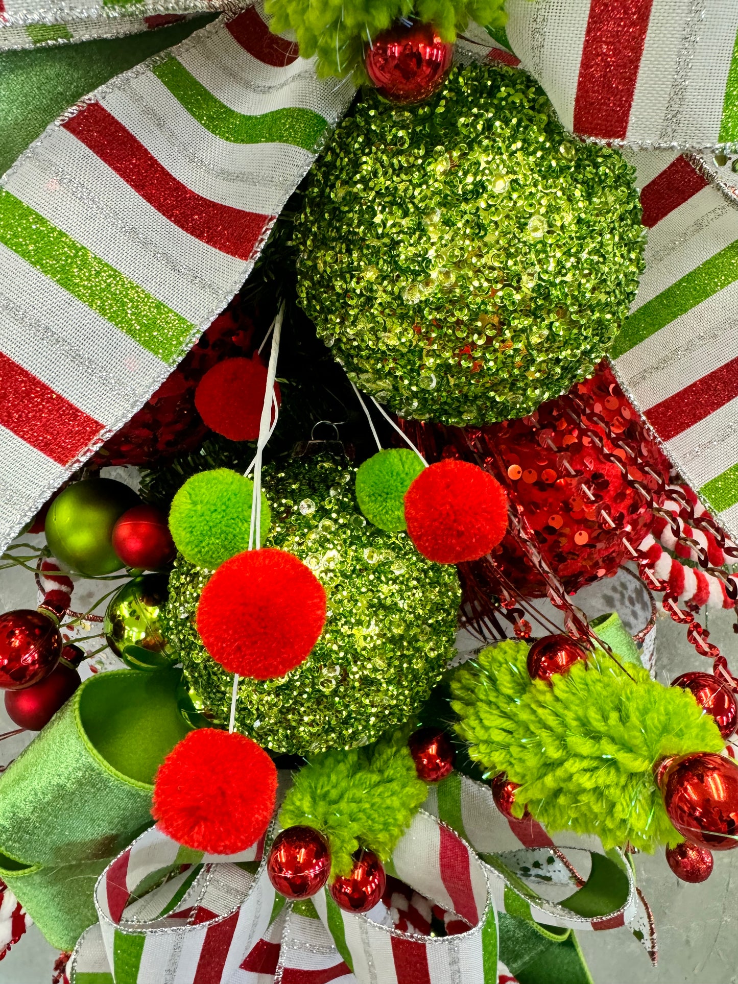 "Let the Festivities Begin" Pom Pom Spray - Red/Green 32"|TA