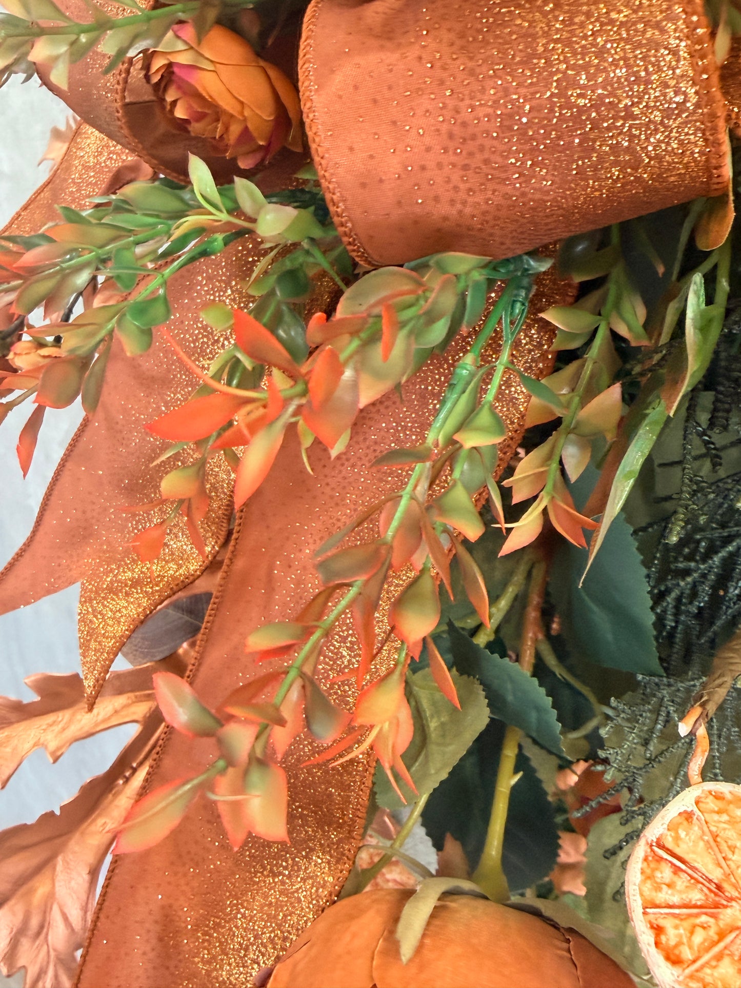 DIY Kit Elegant Fall Teardrop Featuring English Roses, Ranunculus & Orange Slices {Assembly Required}