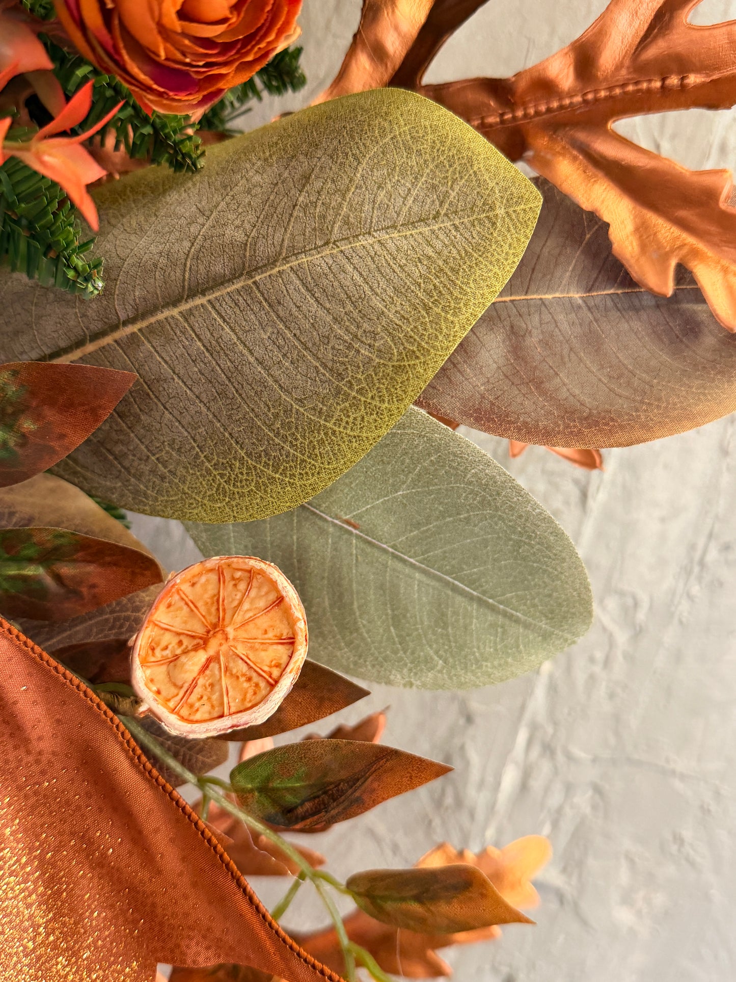 DIY Kit Elegant Fall Teardrop Featuring English Roses, Ranunculus & Orange Slices {Assembly Required}
