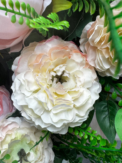 Ruffled Ranunculus Bush x9 - 21" Cream/Pink | GTE