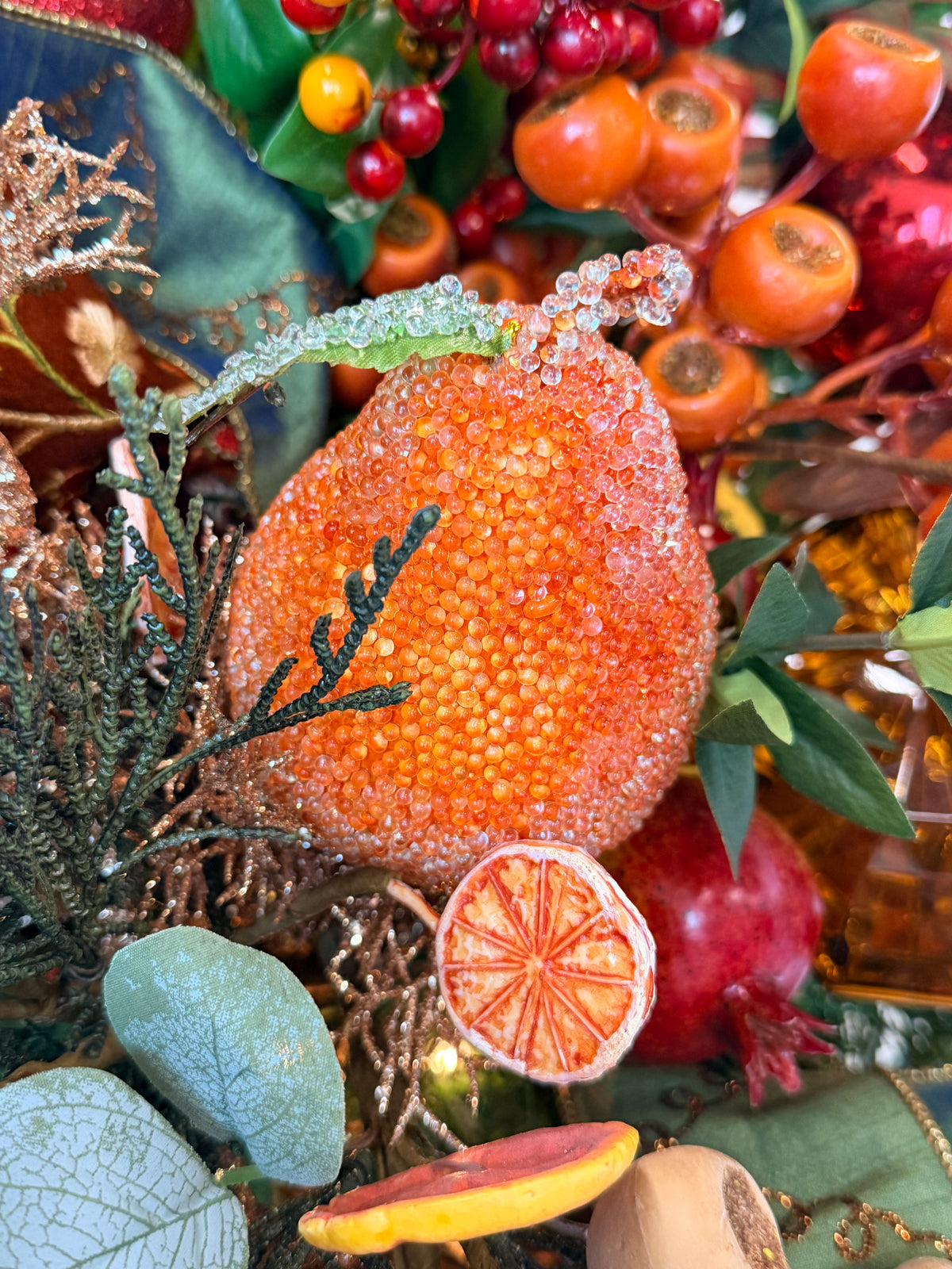 Beaded Copper Christmas Pear 4" | YS
