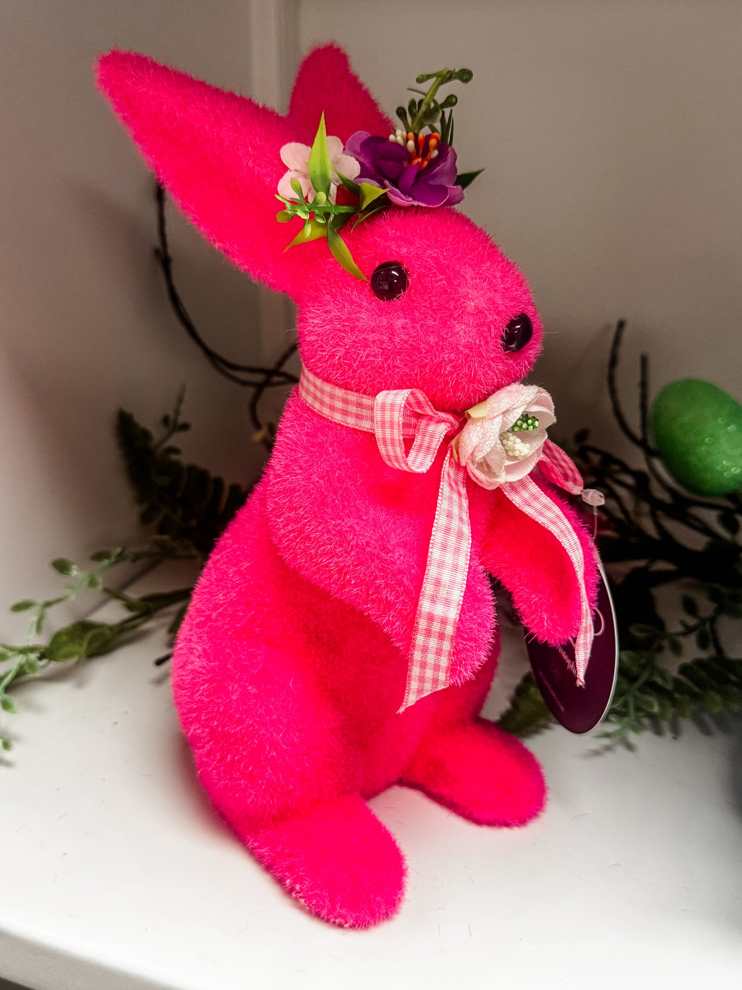 Standing Bright Flocked Bunny in Hot Pink 9" x 4" | BFE