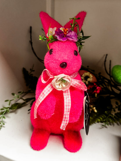 Standing Bright Flocked Bunny in Hot Pink 9" x 4" | BFE