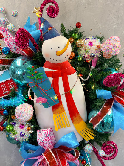 DIY Color Pop Snowman Wreath Kit {Assembly Required}