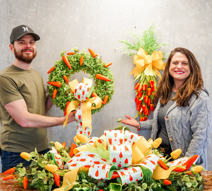 "Carrot Crazy Boxwood Wreath" {Completed Wreath}