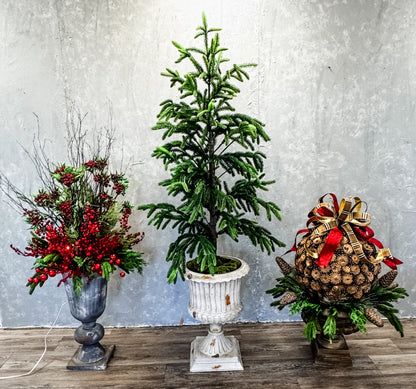 20'' Bronze Natural Pine Cones Ball Ornament | LC