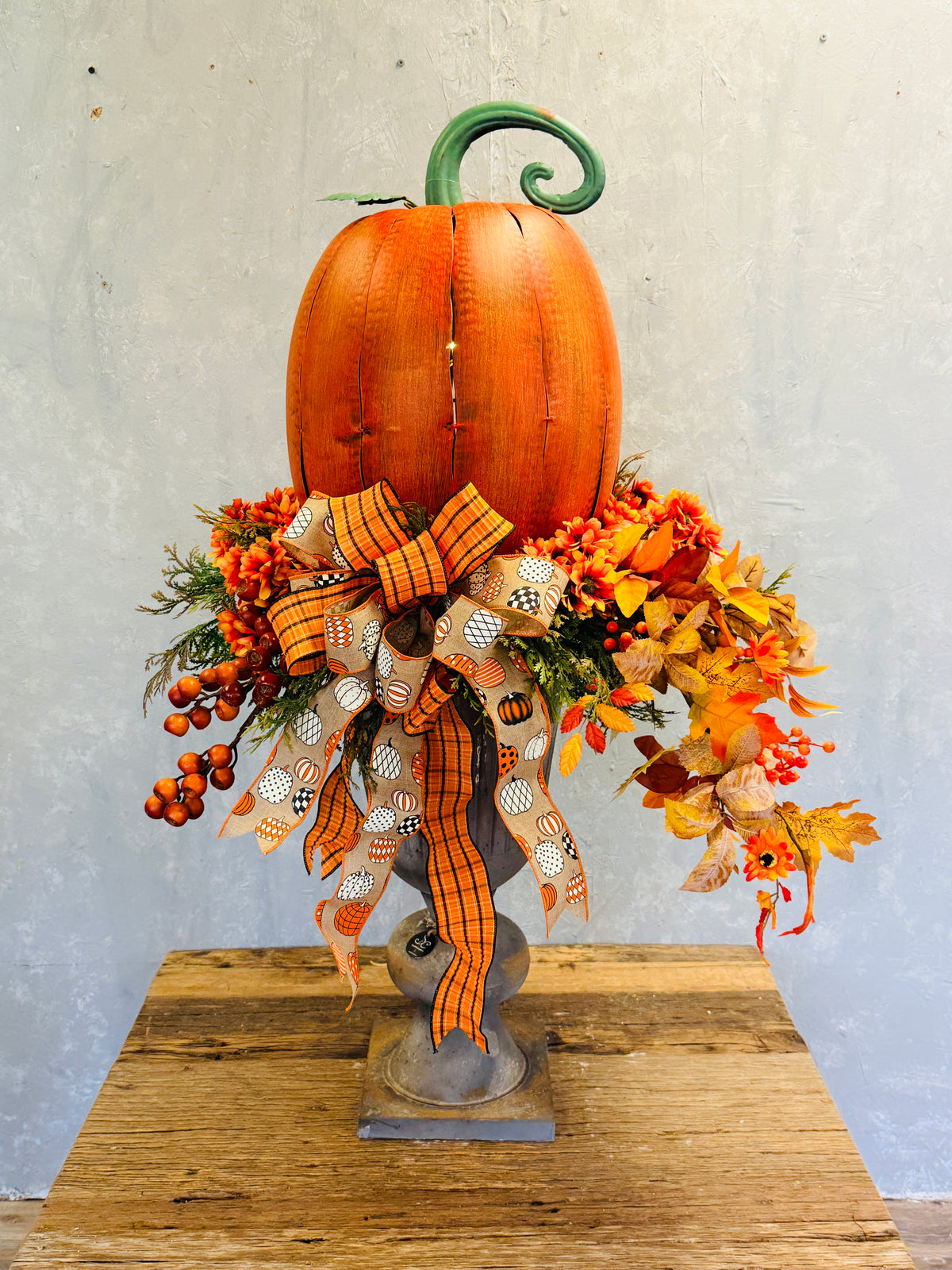 Metal Cut Out Pumpkin Lantern 20" - Orange | FH
