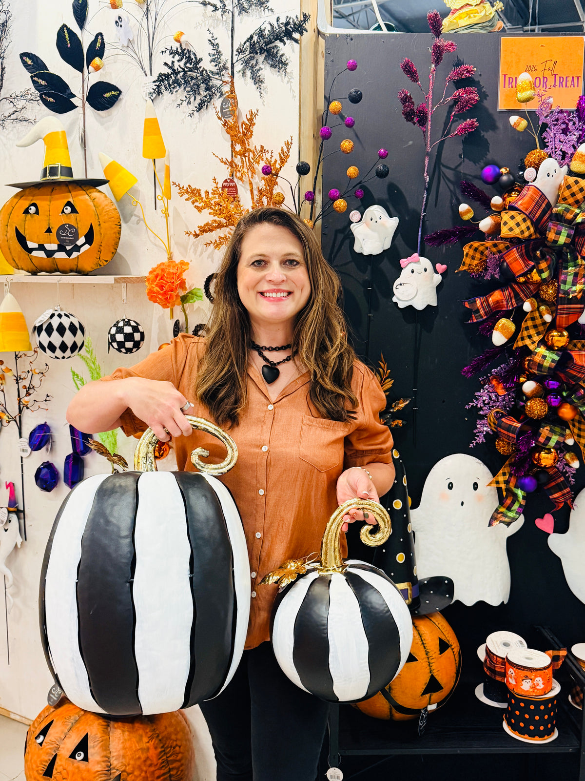 Metal Cut Out Pumpkin Lantern 20" Black/White | FH