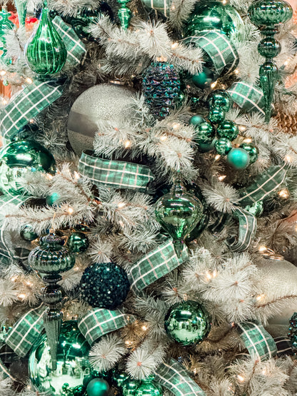 Metallic Green Plaid Ribbon 2.5" x 10yd | CRR