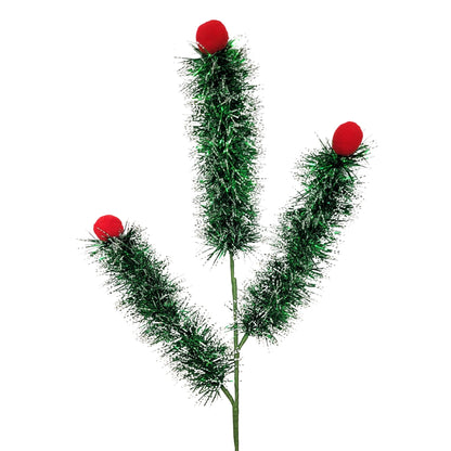Christmasville Tinsel Ball Spray - Green/White/Red 26” | KS
