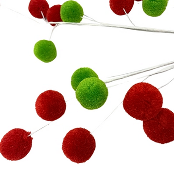 "Let the Festivities Begin" Pom Pom Spray - Red/Green 32"|TA