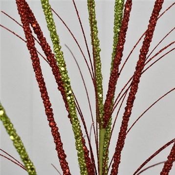 36'' Glittered Millet Grass Spray in Red/Apple | QD