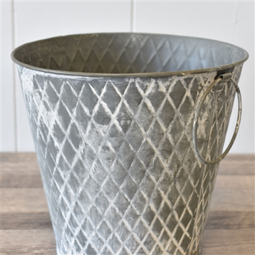 7.75" Quilted Metal Bucket in Antique Gray | XJE