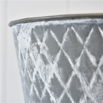 7.75" Quilted Metal Bucket in Antique Gray | XJE