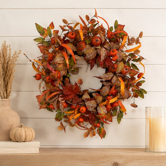 Mini Pumpkin Harvest Wreath 22" | KS
