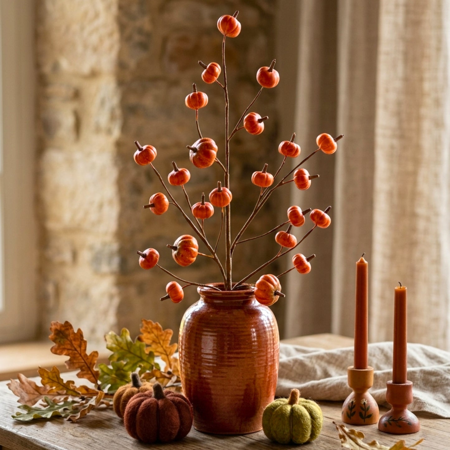 Mini Pumpkin Spray 31" w/ 23 pumpkins | KS