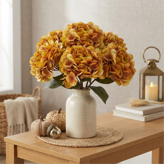 Faux Dried Hydrangea pick 13.5" - Gold/Brown | GT