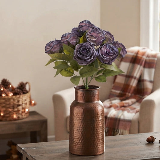 Mini Faux Dried Rose Bush x6 - 12" - Lavender | GT