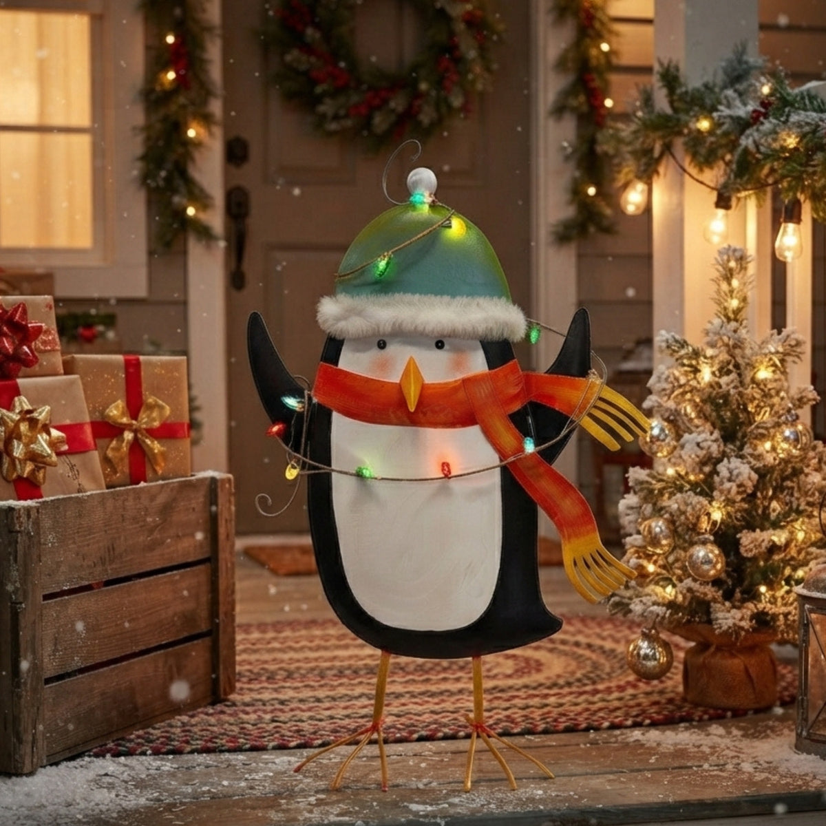 Metal Color Pop Penguin w/ LED Lights 21.25" | FH