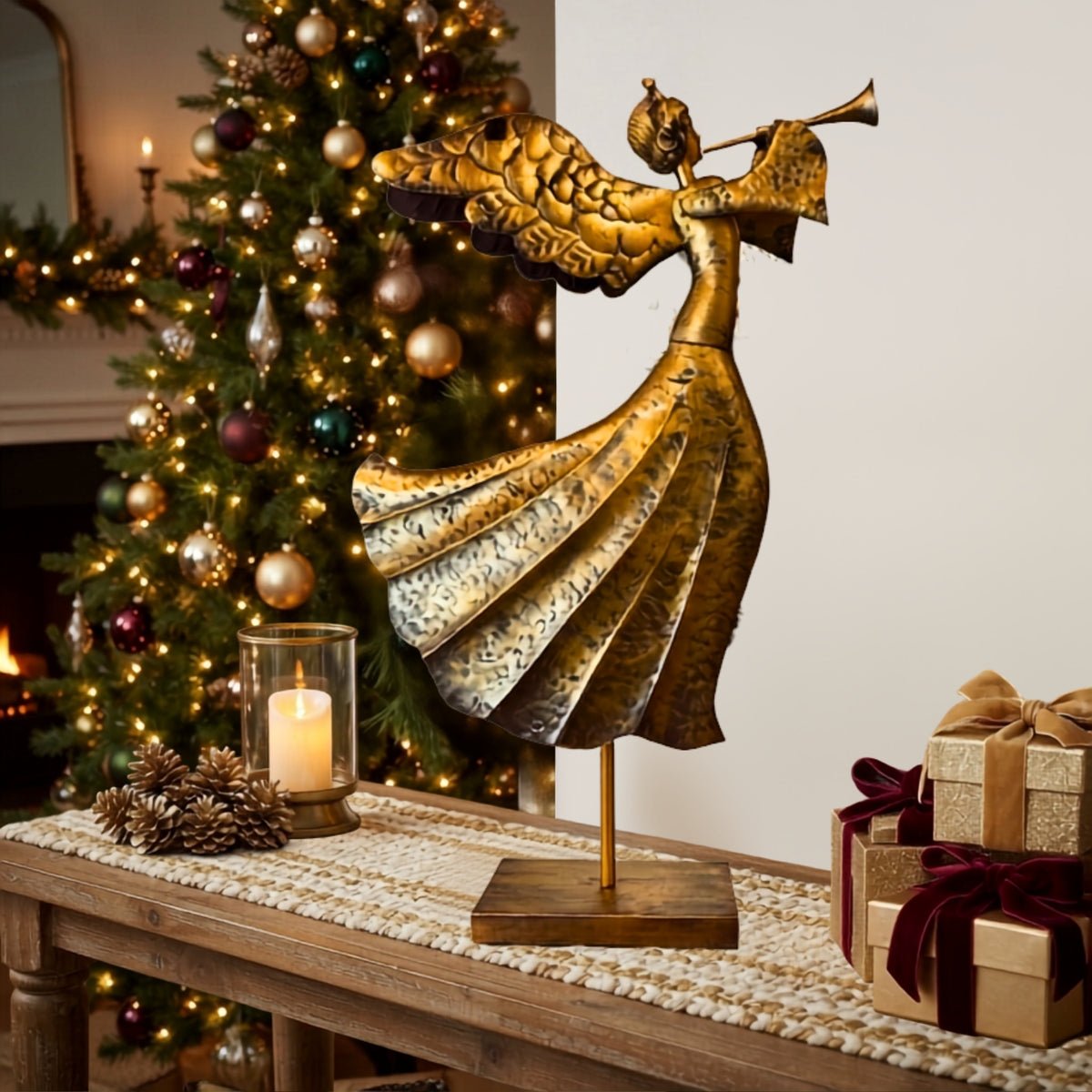 Gloria Metal Angel on Stand 31.25" | FH