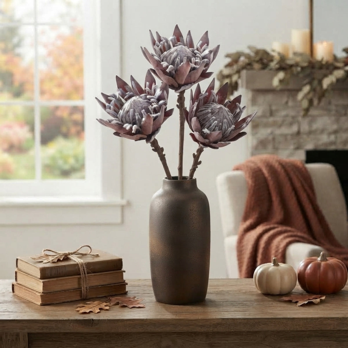 King Protea Stem 19” - Dark Brown  | YS