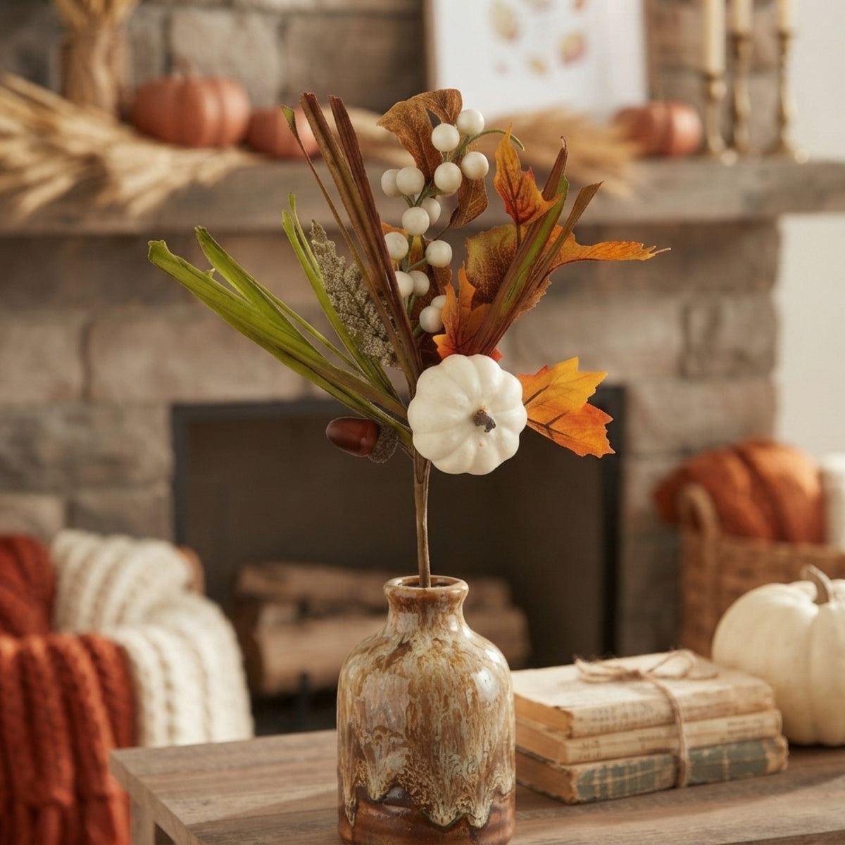 Pleasant Pumpkin Pick - Orange/Cream 12.5” | KS