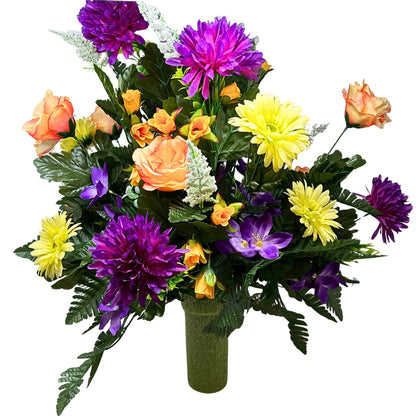 Serenity Garden Pre-Made Vase Insert (Yellow, Purple, Peach)