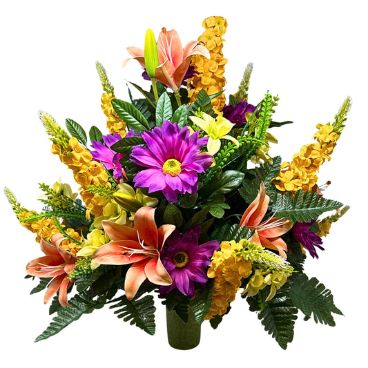 Everlasting Tribute Pre-Made Vase Insert (Yellow, Purple, Peach)