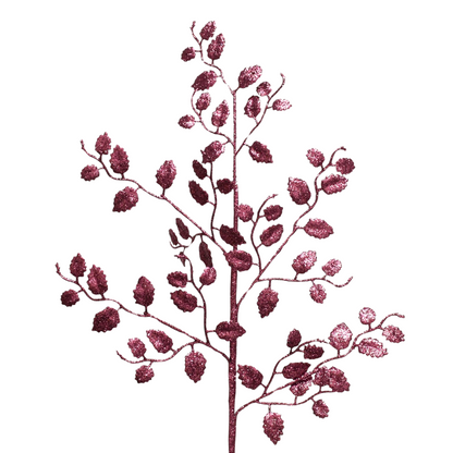 Glittered Holly Leaf Christmas Spray 26" in Plum | QD