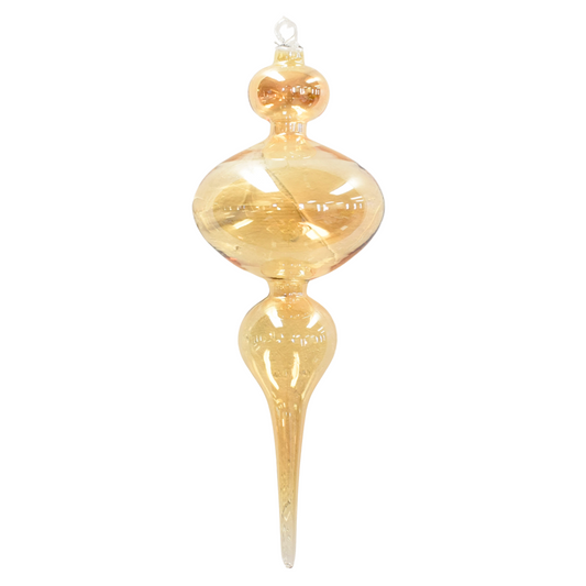 Iridescent Glass Finial Ornament 13.5" x 4.75" in Iridescent Champagne | LC