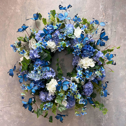 30" "Butterfly Blues" Custom Wreath - Blue {Completed Wreath}