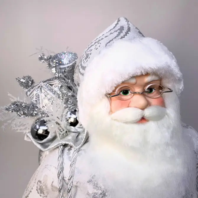 Christmas Standing Santa Tabletop Decor - White/Silver | YK