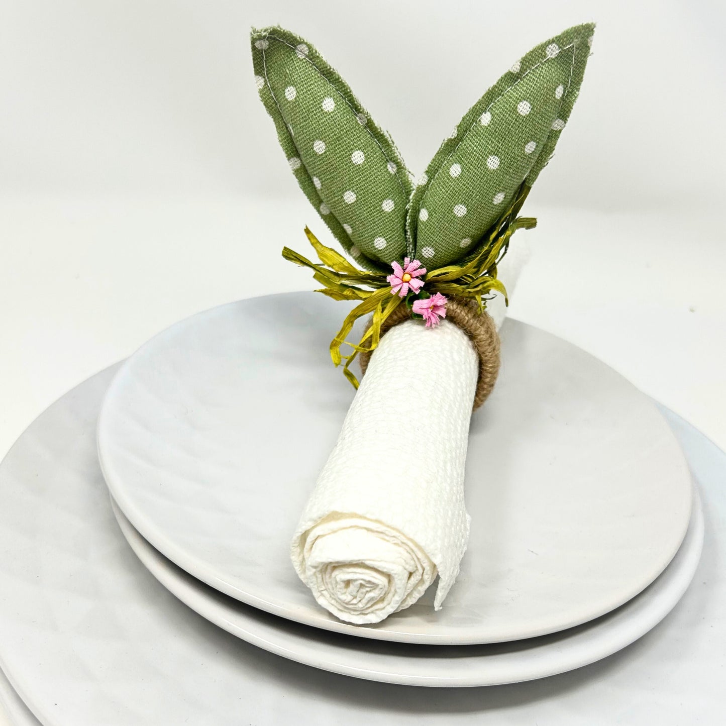 Bunny Ear Jute Wrapped Napkin Ring 5.5" | BFE