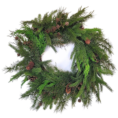 Real Touch Regal Juniper/Spruce Mixed Wreath 24" | XJ