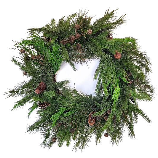Real Touch Regal Juniper/Spruce Mixed Wreath 24" | XJ