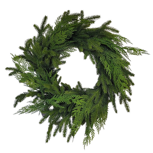 Real Touch Port Orford Cedar/Spruce Mixed Wreath 24" | XJ