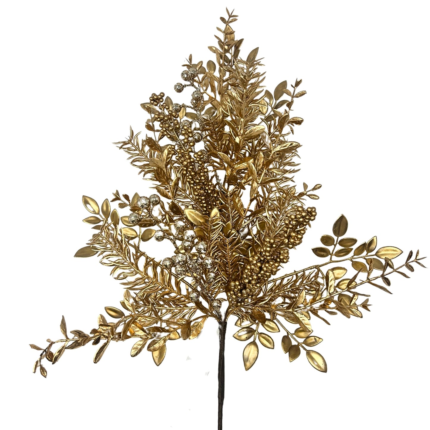 Marvelous Metallic Gold Mixed Foliage/Berry Stem 29"  | XJ