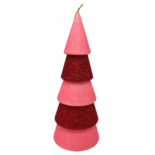 Iridescent Glitter Tree Ornament - Red/Pink 9" | YK