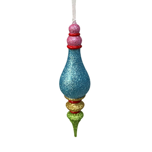 Gorgeous Glitter Multi Color Slender Finial Ornament 7.5" | YK