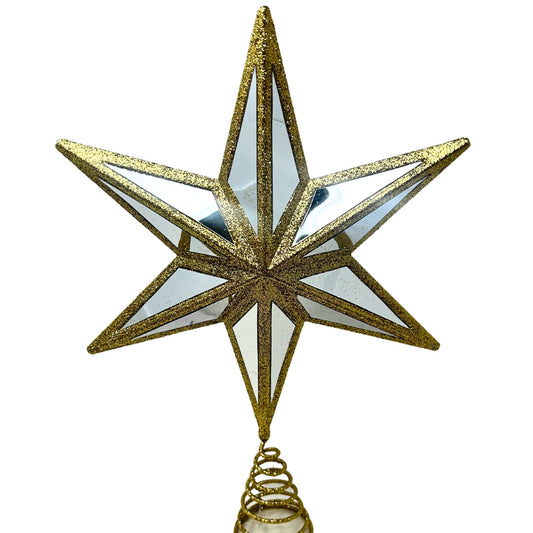 Mirrored Star Tree Topper (9X2.5X13.5") - Gold | YK