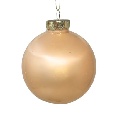 Plastic Pearl Finish Ball Ornament - Apricot 4" | YK